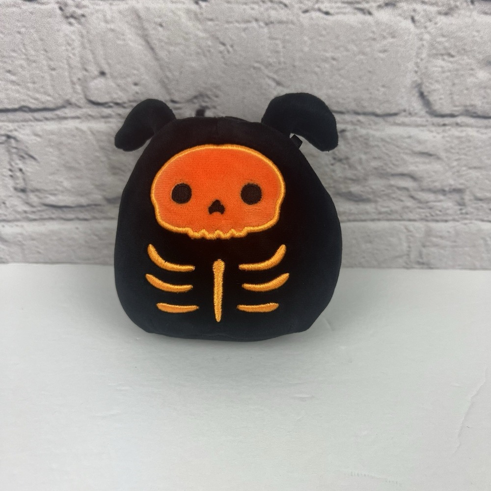 Squishmallow 4" Scrapper Orange Black Skeleton Dog Plush Halloween Soft Cute